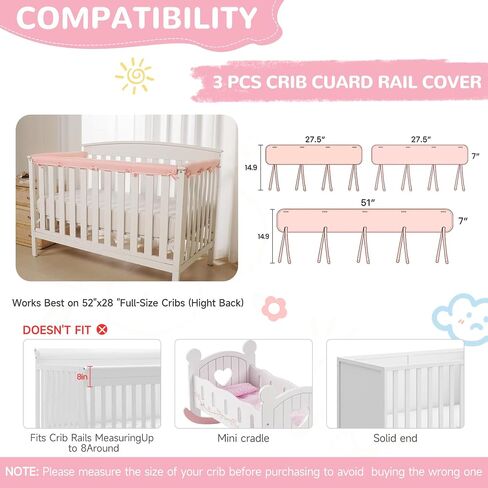 Double Thickness Crib Rail Teething Guard, Designed for Crib Top Rail Only (Not Side Rails) Furniture Edge Protector - Compliant with Infant Safe Sleep Act in Kuwait