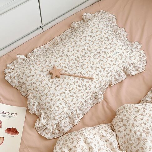 Camellia Print Toddler Duvet Cover + 1 Pillow Case, Muslin Cotton Floral Bedding Set for Kids Girls Boys in Kuwait
