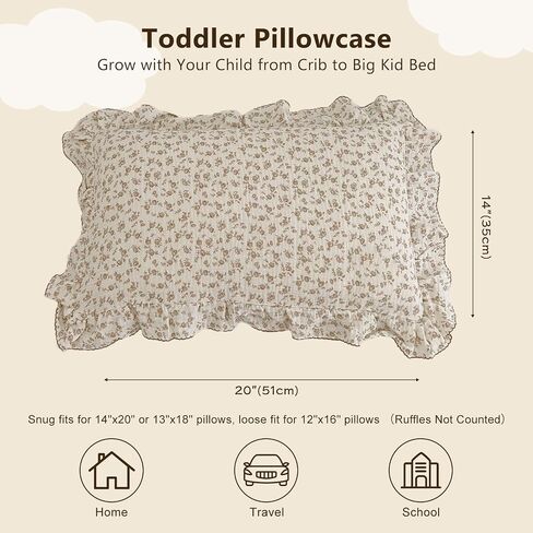 Camellia Print Toddler Duvet Cover + 1 Pillow Case, Muslin Cotton Floral Bedding Set for Kids Girls Boys in Kuwait