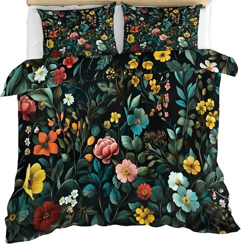 Black Cat Print Bedding Comforters Cartoon Feline Duvet Cover | Color Daisy Comforter Set Reversible Print, Tropical Foliage Bedding Duvet Cover & 2 Pillowcases, California King in Saudi Arabia