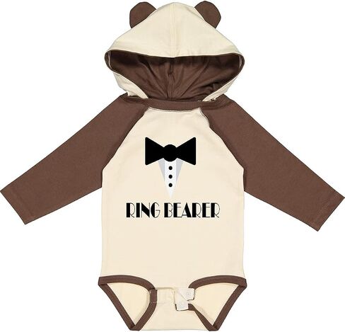 inktastic Ringbearer Mock Tux Wedding Tuxedo Long Sleeve Creeper in Kuwait