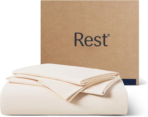 REST® Evercool®+ Starter Sheet Set, Queen, Ivory, Breathable Bed Sheets for Hot Sleeper and Night Sweats, with Pillowcases, with Ionic+ Self-Cleaning Silver Yarn for Sensitive Skin, 3PCS No Flat Sheet in Kuwait