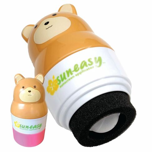 Sun-Easy Sunscreen Applicator for Kids and Family, Refillable, Quick & Easy Roller Application with Sponge, Mess-Free Sunscreen Lotion Toy, 100 ml Bear Pink Cap in Kuwait