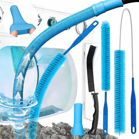 Dryer Vent Cleaner Kit, Vacuum Hose & Brush for Lint Trap Cleaning | Flexible Dryer Vent Cleaning Hose with Brush Attachment, Universal Vacuum Adapter for Deep Dryer Lint Trap Removal in Kuwait
