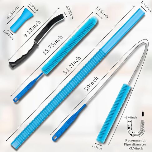 Dryer Vent Cleaner Kit, Vacuum Hose & Brush for Lint Trap Cleaning | Flexible Dryer Vent Cleaning Hose with Brush Attachment, Universal Vacuum Adapter for Deep Dryer Lint Trap Removal in Kuwait
