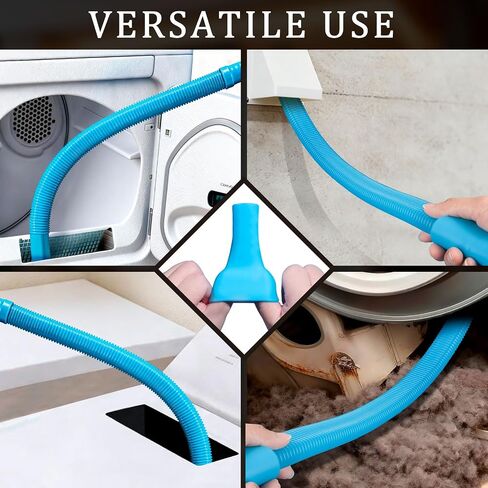 Dryer Vent Cleaner Kit, Vacuum Hose & Brush for Lint Trap Cleaning | Flexible Dryer Vent Cleaning Hose with Brush Attachment, Universal Vacuum Adapter for Deep Dryer Lint Trap Removal in Kuwait