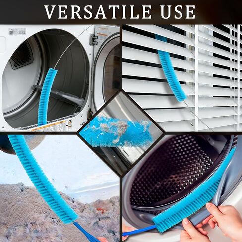 Dryer Vent Cleaner Kit, Vacuum Hose & Brush for Lint Trap Cleaning | Flexible Dryer Vent Cleaning Hose with Brush Attachment, Universal Vacuum Adapter for Deep Dryer Lint Trap Removal in Kuwait