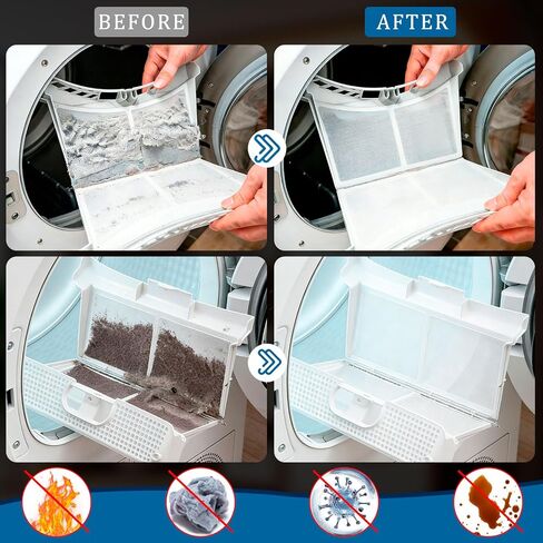 Dryer Vent Cleaner Kit, Vacuum Hose & Brush for Lint Trap Cleaning | Flexible Dryer Vent Cleaning Hose with Brush Attachment, Universal Vacuum Adapter for Deep Dryer Lint Trap Removal in Kuwait