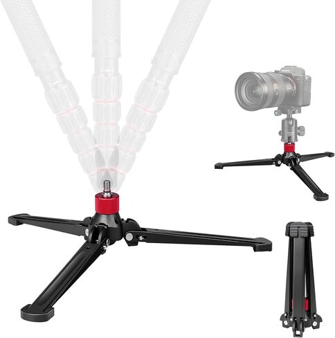 Manbily M-5 Tripod Base, Longer Desktop Tripod with Three Upgraded Extended-Leg, 3/8" Screw Monopod Stand Support for Ball Head/Fluid Head DSLR Camera Camcorder, Tilt 20° & Rotate 360° (Black) in Kuwait