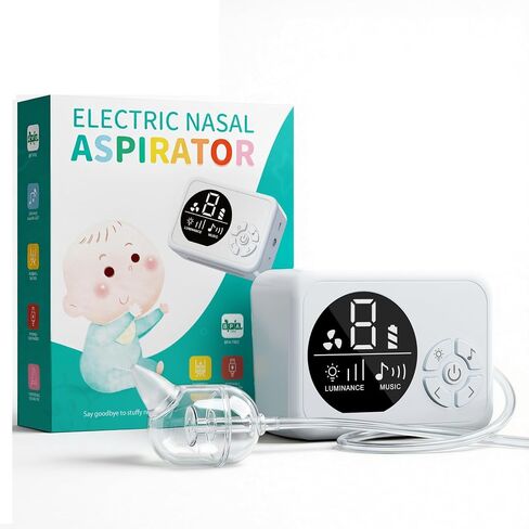 Nasal Aspirator for Baby, Hospital-Grade Nose Sucker for Baby with 9 Levels Suction, 3 Silicone Nozzles Electric Nose Suction with Night Light and Nursery Rhyme Soothing for Toddler & Newborn & Kids in Kuwait