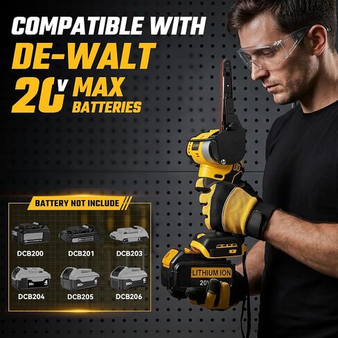 Cordless Belt Sander for Dewalt 20V Battery, 3/8"x13" Mini Detail Sander with 20PCS Belts, 360° Adjustable, LED Display, Finger Sander for Wood, Paint, Metal Rust, DIY (Battery Not Included) in Kuwait