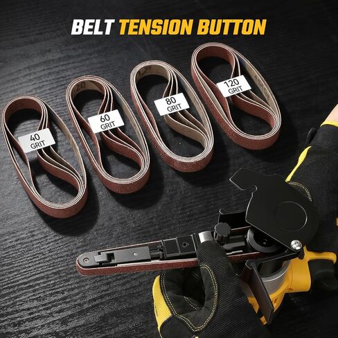 Cordless Belt Sander for Dewalt 20V Battery, 3/8"x13" Mini Detail Sander with 20PCS Belts, 360° Adjustable, LED Display, Finger Sander for Wood, Paint, Metal Rust, DIY (Battery Not Included) in Kuwait