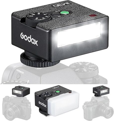 Godox Mini Flash Camera Flash Speedlite for Sony ZV1/ZV-E10, Canon, Nikon, Fuji & Ricoh GR3 GN15, 7-Level Power Adjustment, 230 Flashes with Cameras with Single-Contact Hotshoe and Diffuser in Saudi Arabia