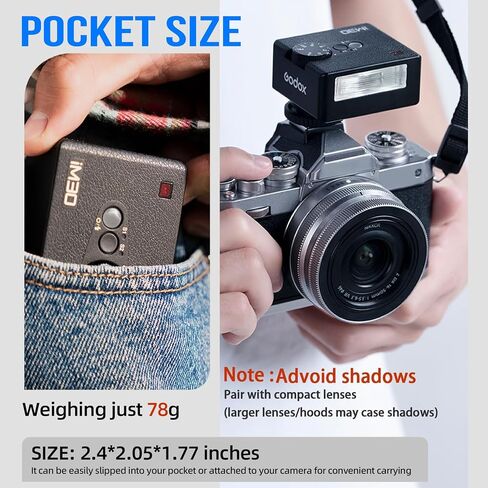 Godox Mini Flash Camera Flash Speedlite for Sony ZV1/ZV-E10, Canon, Nikon, Fuji & Ricoh GR3 GN15, 7-Level Power Adjustment, 230 Flashes with Cameras with Single-Contact Hotshoe and Diffuser in Saudi Arabia