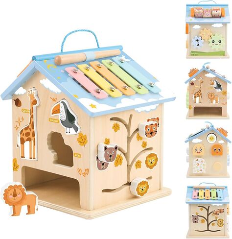 Wooden Activity Cubes Baby Toys Montessori Activity Cube for 1 Year Old in Kuwait