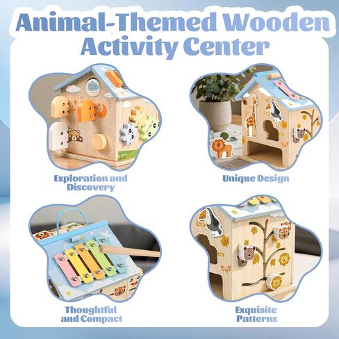 Wooden Activity Cubes Baby Toys Montessori Activity Cube for 1 Year Old in Kuwait