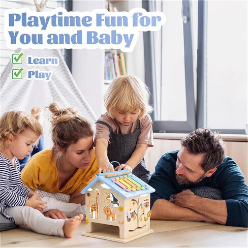 Wooden Activity Cubes Baby Toys Montessori Activity Cube for 1 Year Old in Kuwait