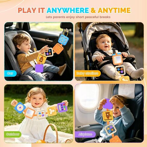 DQMOON Busy Board for 1 Year Old,8-in-1 Travel Toys for Toddler 1-3 on Airplane Car,Montessori Toys Busy Board Busy Cube, Sensory Educational Development Toys,Birthday Gifts for Boy&Girl Baby in Kuwait