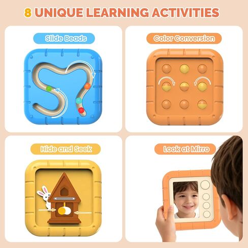 DQMOON Busy Board for 1 Year Old,8-in-1 Travel Toys for Toddler 1-3 on Airplane Car,Montessori Toys Busy Board Busy Cube, Sensory Educational Development Toys,Birthday Gifts for Boy&Girl Baby in Kuwait