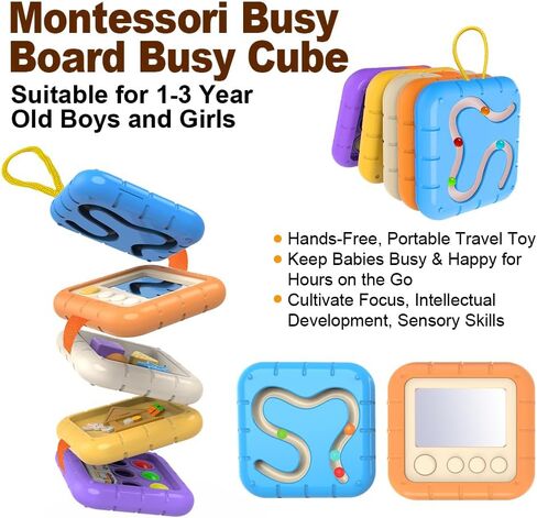 Busy Board Montessori Toys for 1 Year Old Boy Girl, Baby Plane Travel & Road Trip Essential, Sensory Learning Toys for Toddlers 1-3, Birthday Gifts for 1 2 Year Old Boys Girls in Kuwait