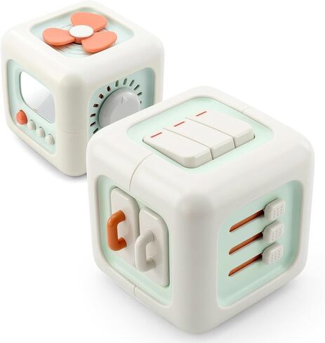 SmartMotion Cube for Toddlers 1-3 Years. Montessory Inspired - Sensory Fine Motor Skills Toy with Switches, Dials & Sliders - Quiet Travel Activity Toy - Birthday Gift for Boys & Girls. in Kuwait