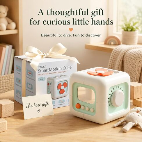SmartMotion Cube for Toddlers 1-3 Years. Montessory Inspired - Sensory Fine Motor Skills Toy with Switches, Dials & Sliders - Quiet Travel Activity Toy - Birthday Gift for Boys & Girls. in Kuwait