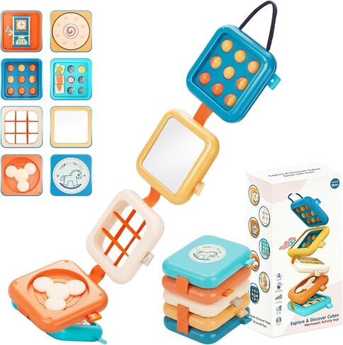 Busy Board for 1 Year Old Montessori Travel Toys for Toddler | Montessori busy board, sensory activity, airplane car travel essentials, fine motor skills, for toddlers 1-3 in Kuwait