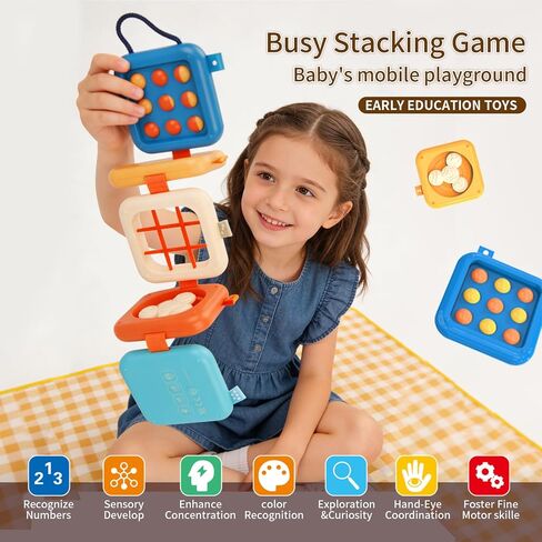 Busy Board for 1 Year Old Montessori Travel Toys for Toddler | Montessori busy board, sensory activity, airplane car travel essentials, fine motor skills, for toddlers 1-3 in Kuwait