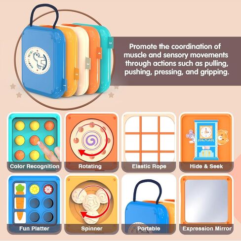 Busy Board for 1 Year Old Montessori Travel Toys for Toddler | Montessori busy board, sensory activity, airplane car travel essentials, fine motor skills, for toddlers 1-3 in Kuwait