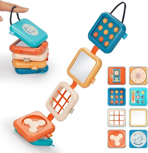Busy Board for 1 Year Old Montessori Travel Toys for Toddler | Montessori busy board, sensory activity, airplane car travel essentials, fine motor skills, for toddlers 1-3 in Kuwait