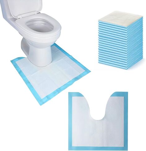 Disposable Toilet Mats with Free-Cutting Anti-Slip Pad Absorbent Floor Protector for Potty Training Incontinence Waterproof Non-Slip Bathroom Commode Liners for Kids Adults Elderly (Gray-20Pcs) in Kuwait
