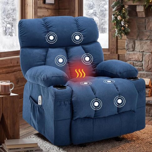 Massage Rocking Recliner Chair, Ergonomic Recliners Sofa with Vibration Massage & Heat, Rocking Chair Nursery Chair for Living Room Lounge with 4 Pockets, 2 Cup Holders, USB Charge Port, Black in Kuwait