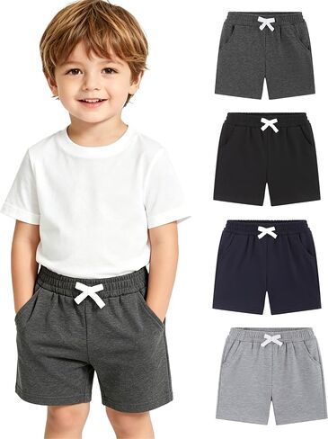 3 Pack Baby Boy Shorts Pull on Soft Cotton Pants Sport Jogger Stretchy Shorts with Pockets Toddler Clothes 2-5T in Kuwait