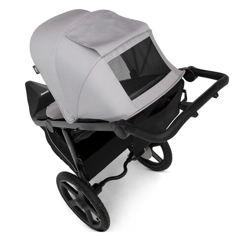 Delta Children - Jeep PowerGlyde Pro Jogging Stroller - 1-Step Back Brake & Hand Deceleration Disc Brakes for Speed Control - 1 Hand Fold, Soft Gray in Kuwait
