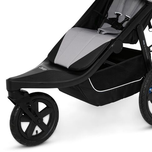 Delta Children - Jeep PowerGlyde Pro Jogging Stroller - 1-Step Back Brake & Hand Deceleration Disc Brakes for Speed Control - 1 Hand Fold, Soft Gray in Kuwait