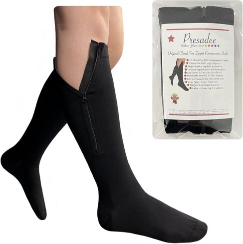 Presadee Original Closed Toe 20-30 mmHg Zipper Compression Calf Leg Socks in Kuwait