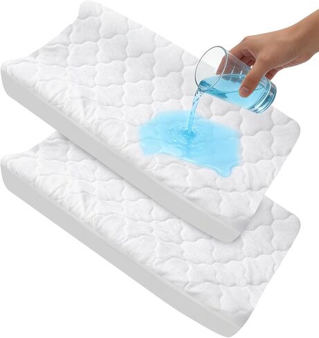 Waterproof Changing Pad Cover 2 Pack, Quilted Viscose Fitted Diaper Chang Table Cover, Soft Changing Pad Sheets for Girls Boys, Ultra Soft & Breathable, White | Breathable Viscose, Changing Pad Sheets for Girls Boys, Ultra Soft, White in Kuwait