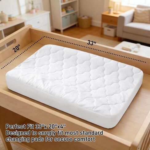 Waterproof Changing Pad Cover 2 Pack, Quilted Viscose Fitted Diaper Chang Table Cover, Soft Changing Pad Sheets for Girls Boys, Ultra Soft & Breathable, White | Breathable Viscose, Changing Pad Sheets for Girls Boys, Ultra Soft, White in Kuwait