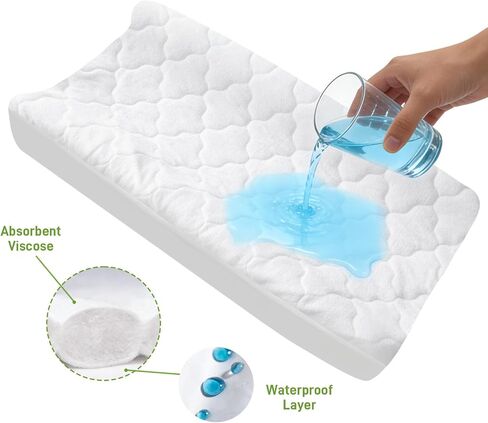 Waterproof Changing Pad Cover 2 Pack, Quilted Viscose Fitted Diaper Chang Table Cover, Soft Changing Pad Sheets for Girls Boys, Ultra Soft & Breathable, White | Breathable Viscose, Changing Pad Sheets for Girls Boys, Ultra Soft, White in Kuwait