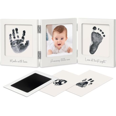 KeaBabies Inkless Baby Handprint and Footprint Kit for Newborn (White/Gold) | Baby Footprint Kit, Newborn Keepsake Nursery Picture Frame, Dog Paw Print, Personalized Gifts for New Mom, Showers & Registry in Kuwait