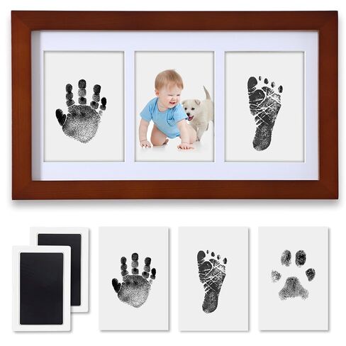 Baby Handprint and Footprint Kit, 10-Year Clean Touch Ink Pad, Skin-Safe Non-Toxic Mess-Free, Newborn 0-6 Months Memory Keepsake Frame,Nursery Decor & Baby Gift in Kuwait