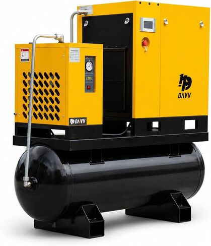 DAVV PM Variable Frequency Drive Rotary Screw Air Compressor System – 10HP/7.5KW, 39CFM @125PSI, 80 Gallon ASME Tank with Refrigerated Dryer – Single or Three-Phase (208-230V) Industrial Base in Kuwait