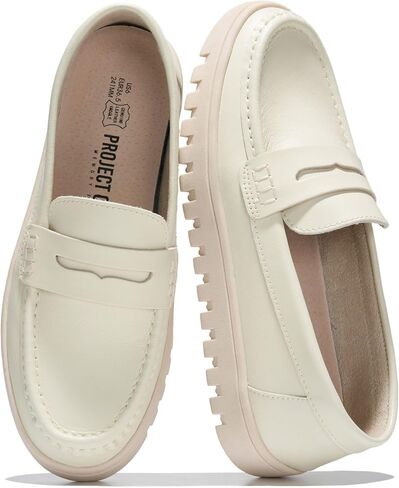 Project Cloud 100% Genuine Leather Slip-On Loafers for Women (Filide1) | Genuine Leather Womens Loafers Memory Foam Insoles Slip On Shoes for Women Lightweight Womens Shoes Non Slip Womens Loafers in Saudi Arabia