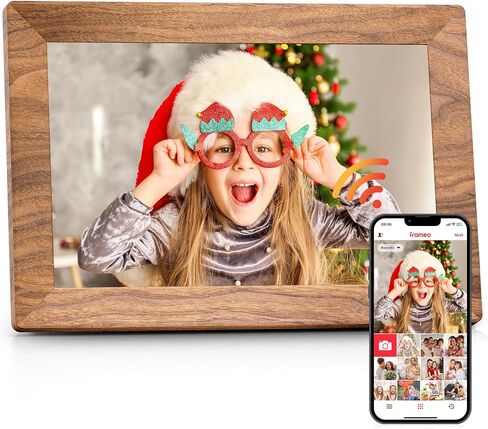 Frameo 10.1" WiFi Digital Picture Frame with 32GB Memory, 1280 x 800 IPS HD Touch Screen Electronic Photo Frame, Auto-Rotate, Slideshow, Wall Mountable, Share Photos/Video Remotely Anywhere in Kuwait