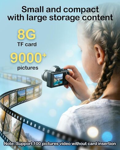 Mini Digital Camera, 1080P Portable Camera for Photography with 8GB SD Card, Key Card Clip Chain for Teenagers, Adult Beginners in Kuwait