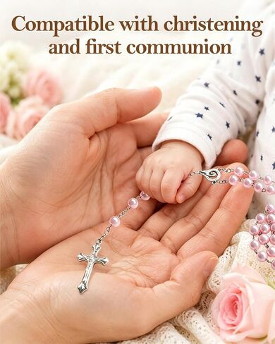 Baptism Gifts for Girls, My First Rosary and Keepsake Box, Catholic Pink Rosary Baptism Gifts, First Communion & Baby Dedication Gifts for Newborn Baby Girls in Kuwait