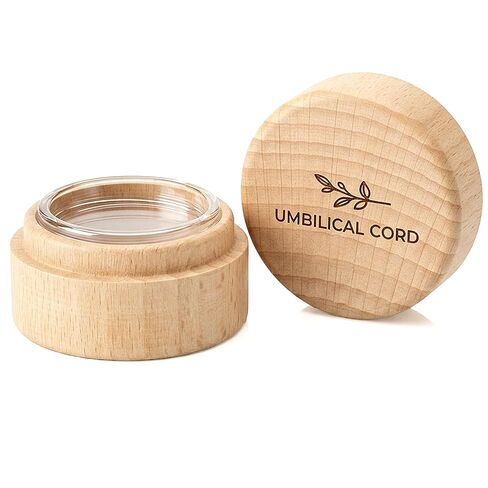 Baby Umbilical Cord Memorial Box with Transparent Acrylic Box Beech Wood Memorial Container Round Newborn Wood Keepsake Case Fetal Hair Storage Minimalist for Christening Baby Shower | Beech Wood Memorial Container, Round Newborn Wood Keepsake Case, Fetal in Kuwait