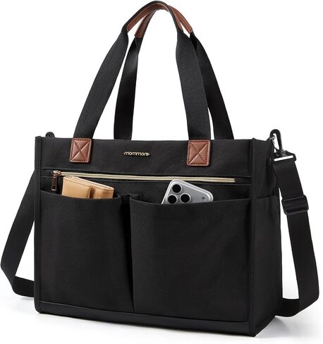 mommore Canvas Diaper Bag Tote Stylish Mommy Baby Hospital Bag | Insulated pockets, stroller straps & portable changing pad, large capacity for labor delivery in Kuwait