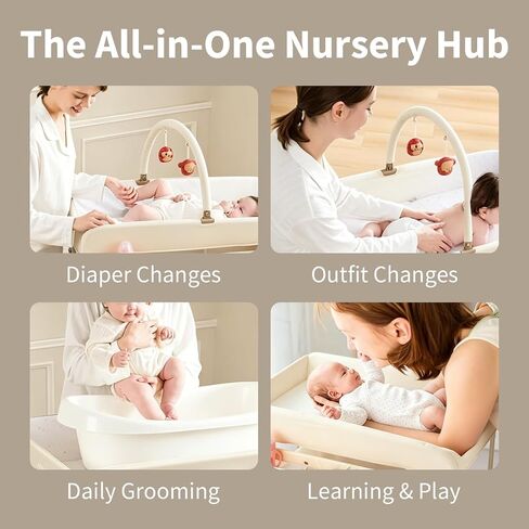 Garvee Foldable Baby Changing Table, Waterproof, Portable Diaper Changing Station with Drawers, Mobile Nursery Organizer, Spacious Diaper Changing Table for Baby, Newborn and Infant in Kuwait