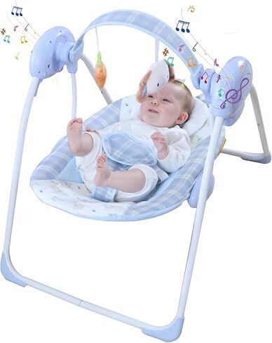 Portable Baby Swing for Infants, Compact & Foldable Infant Swing with 5-Speed Swing,Music, Timer, Cushioned Seat, Battery Operated, 0-9 Months 6-20 lbs,SG2402 in Kuwait